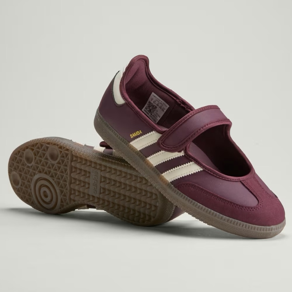 Adidas Samba Jane Burgundy and White Shoes